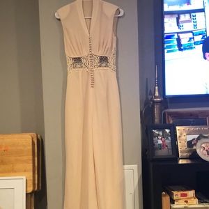 Jarlo Petite V Neck Lace Insert Jumpsuit